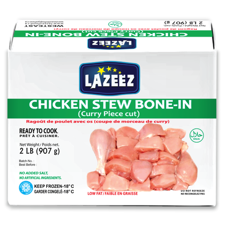 Lazeez Chicken  Stew  Bone-In. Net Wt 2LB. (Gross Wt Was 2.5LB). Product of Canada. Save $3