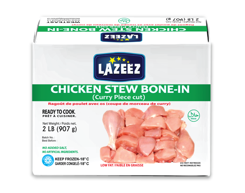 Lazeez Chicken  Stew  Bone-In. Net Wt 2LB. (Gross Wt Was 2.5LB). Product of Canada. Save $3