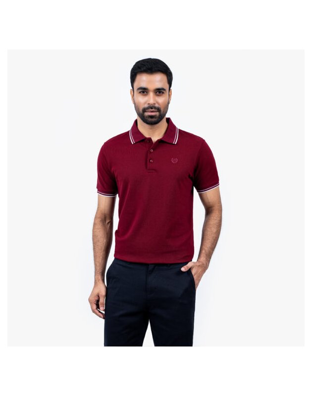Richman Maroon Color Solid Half Sleeve Polo Shirt