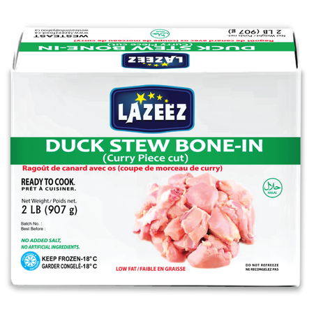 Lazeez Duck Stew Bone-In. Net Wt 2LB. (Gross Wt Was 2.5LB). Product of Canada
