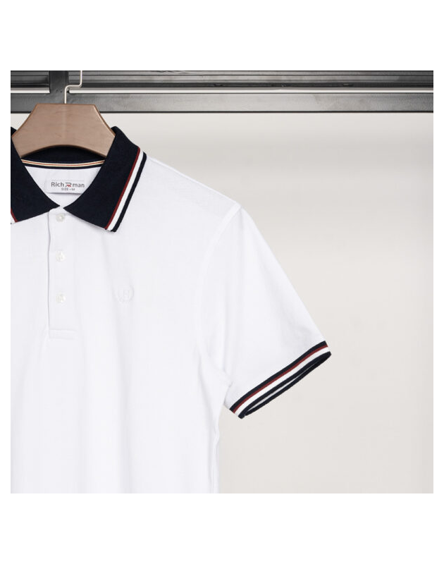 Richman White Color Solid Half Sleeve Polo Shirt