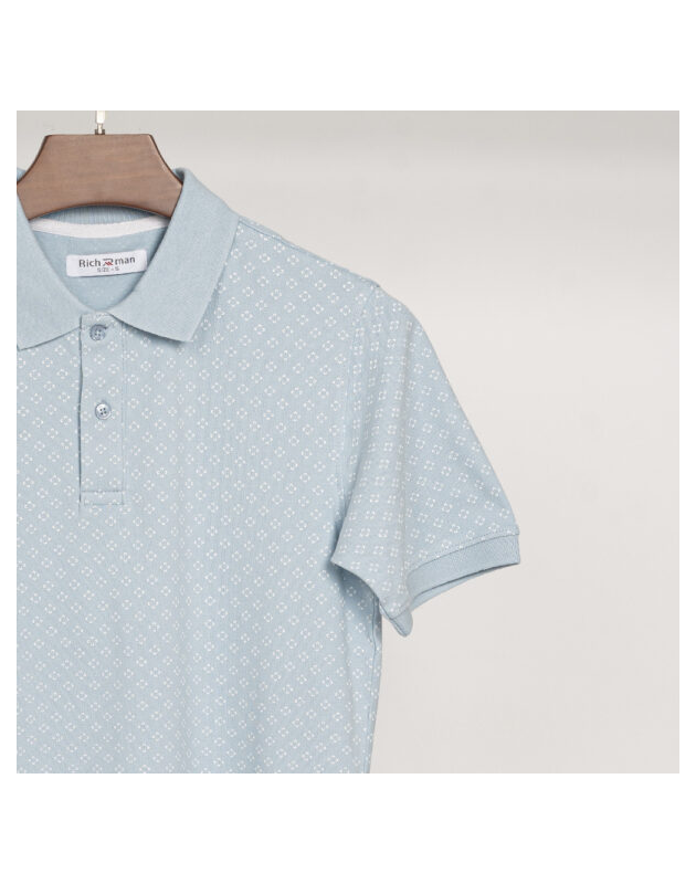 Richman Sky Color Printed Half Sleeve Polo Shirt
