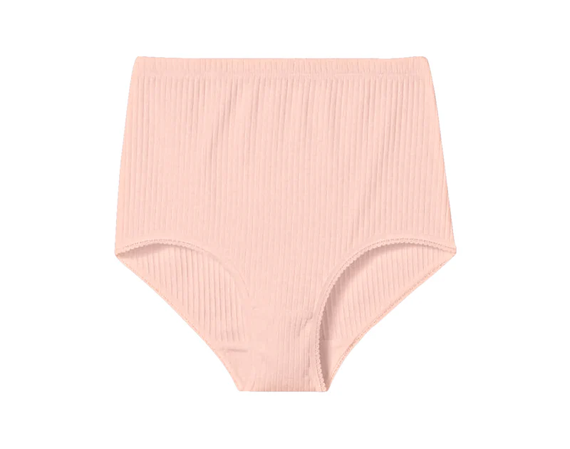 Ladies High Waisted Ribbed Cotton Brief Panty