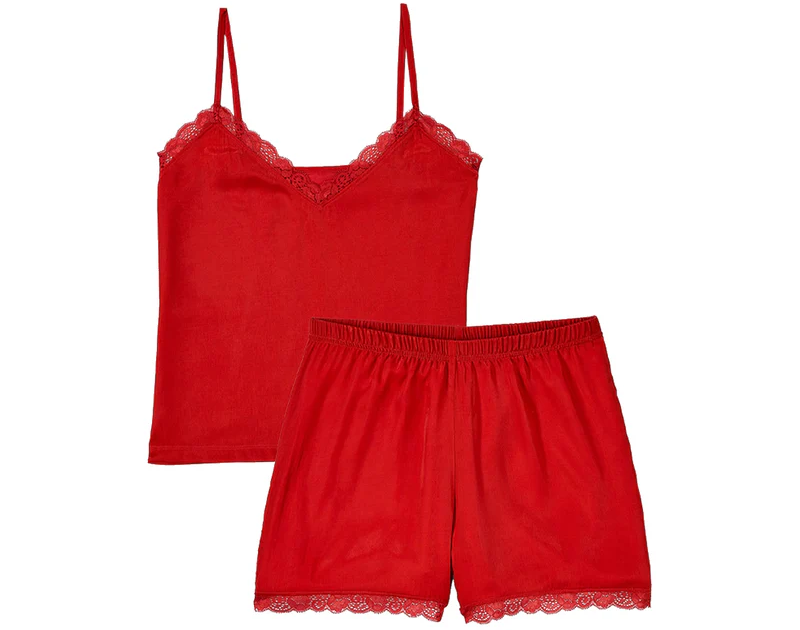 Womens Sleeveless Satin Short Loungewear Pajamas Set