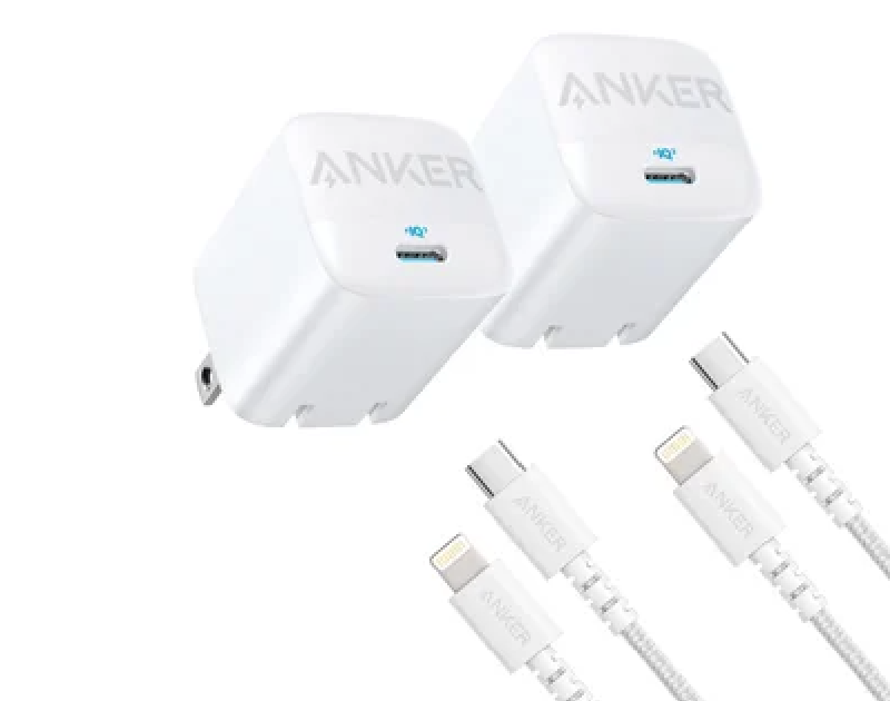 Anker 30W Charger with USB-C to Lightning Cable, 2-pack