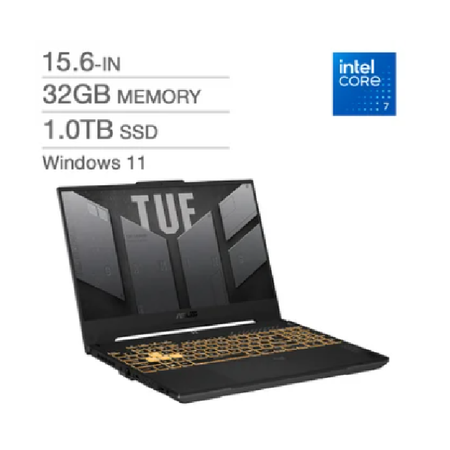 ASUS TUF Gaming F15 15.6-in Gaming Laptop, Intel Core i7-13620H – 32GB RAM, 1TB SSD, 8GB NVIDIA GeForce RTX 4060