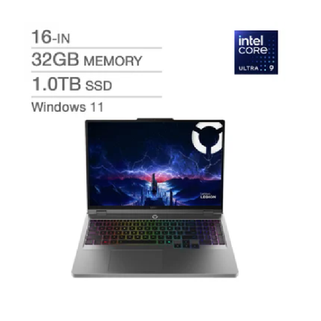 Lenovo Legion 5 Gaming Laptop 16.0-in, Intel Core Ultra 9 275HX, 32GB RAM, 1TB SSD, 8GB NVIDIA GeForce RTX 5060