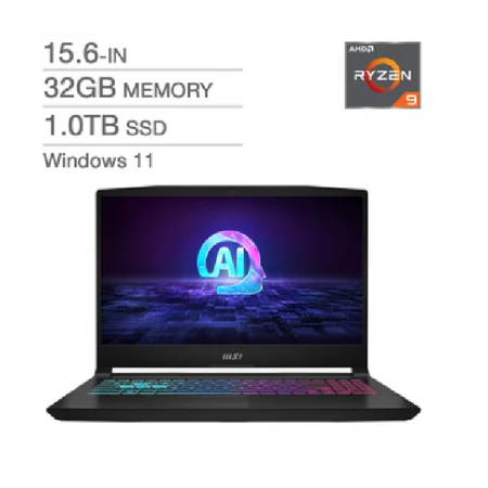 MSI Katana 15.6 in. Gaming Laptop, AMD Ryzen 9 8945HS, 32GB RAM, 1TB SSD, 8GB NVIDIA GeForce RTX 4060