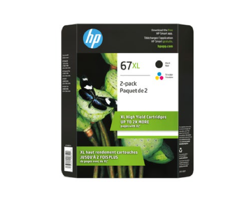 HP 67XL Black and Tri-colour High Yield Original Ink Cartridges (3YP31BN) Combo-pack