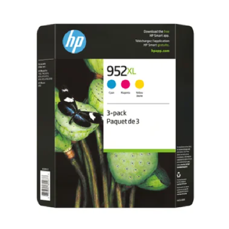 HP 952XL Cyan, Magenta and Yellow High Yield Original Ink Cartridges (N9K30BN) Combo pack