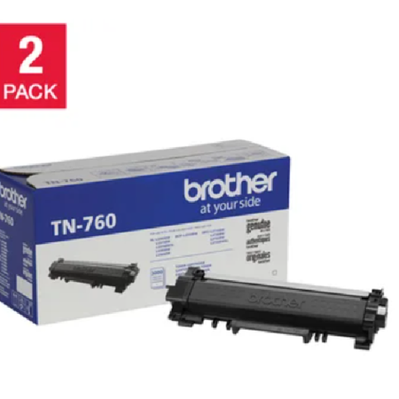 Brother TN-760-K High-yield Toner Cartridge, 2-pack