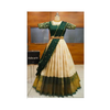 Trending Beautiful South Indian Style Half  Saree With Blouse & Rangoli Embroidery Dupatta