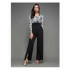Miss Chase Women's Black & Silver  Embellished V Neck Full Sleeves Side Pocketed  Polyester Regular Length Jumpsuit