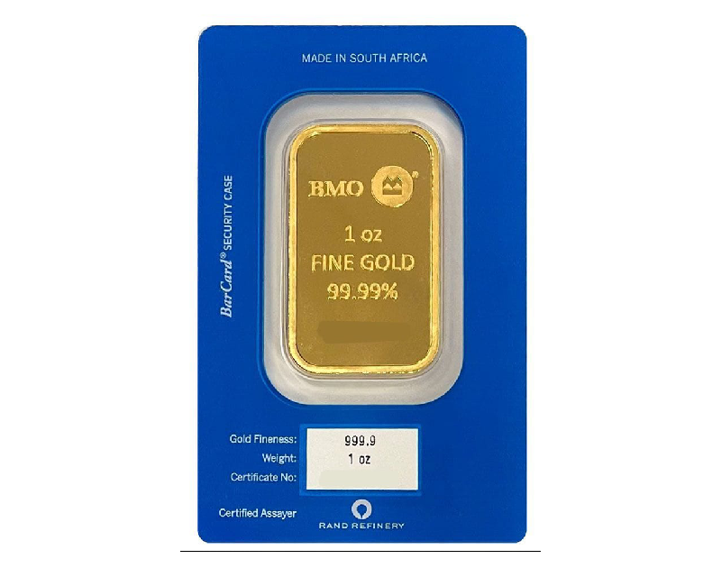 Gold 1 oz Bank Of Montreal .9999 Bar