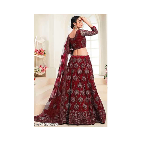 Self Design Embroidered  Sequined Semi Stitched Lehenga Choli With  Dupatta