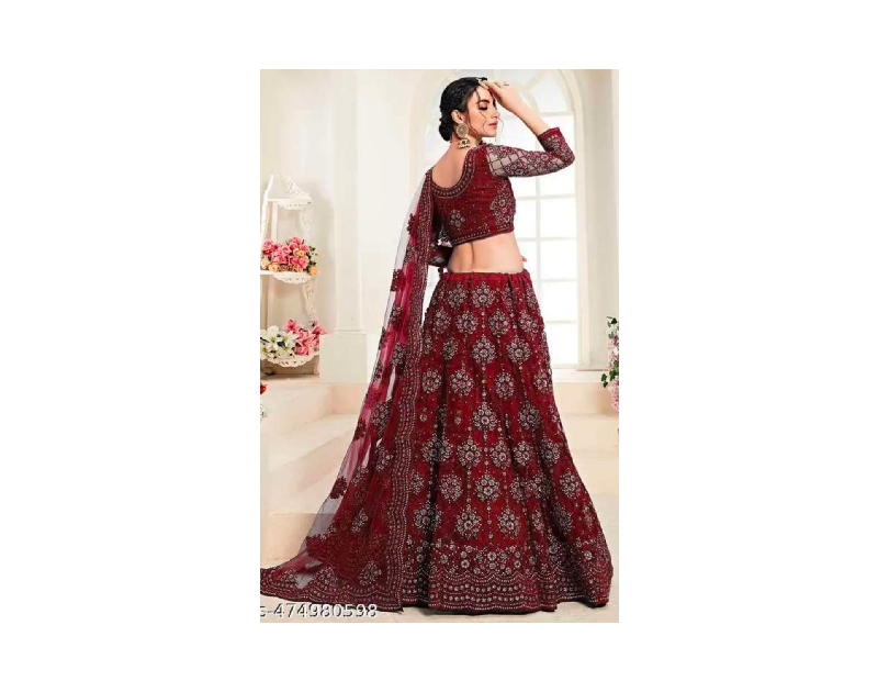 Self Design Embroidered  Sequined Semi Stitched Lehenga Choli With  Dupatta