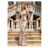 Romantic Rose Print Bodycon Maxi Dress - Woman Trendy Dress