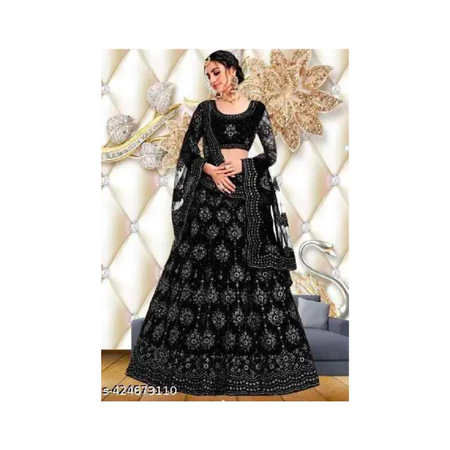 Self Design Embroidered Sequinned Semi  Stitched Lehenga Choli With Dupatta