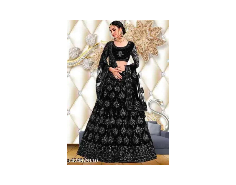 Self Design Embroidered Sequinned Semi  Stitched Lehenga Choli With Dupatta