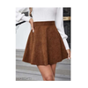 New Designer High Waist Ribbed Knit Mini  Flare Skirt - Trendy Skater Skirt - Chocolate Brown  Skirt For Women