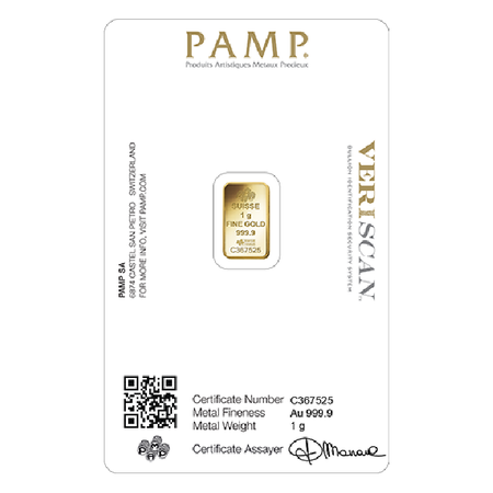 1 Gram Gold Pamp Suisse Bar