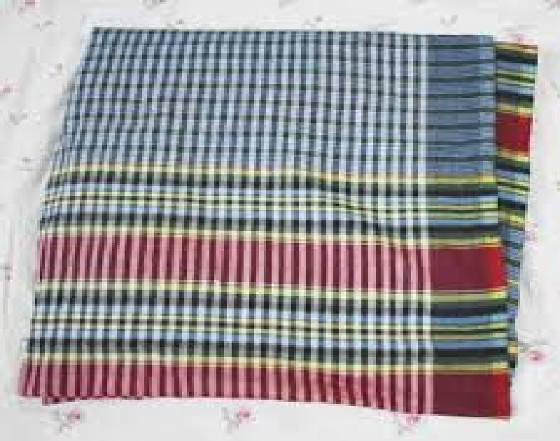 Sky Blue & Red Check Gamsa