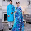 Half Silk Saree & Dhupion Silk Panjabi with Hand Print Brush Work Save $15