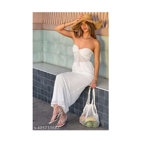 Jacqulin white Strapless Top