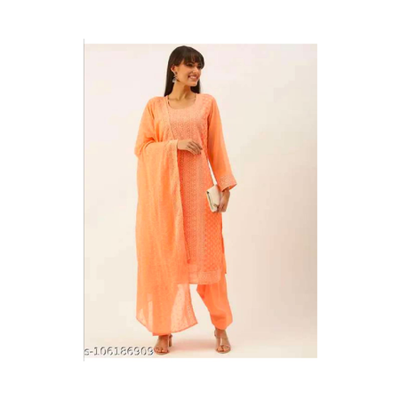 Unstitched Dress  Material (SSI_SUIT_13_Peach)