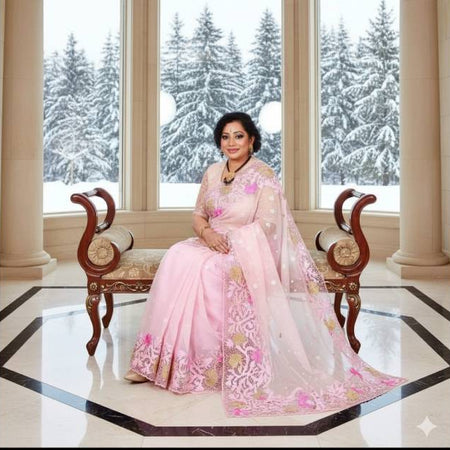 Jamdani Saree with Handloom Embroidery Work and Heavy Border & Pallu Design. Factory Price - Save $146