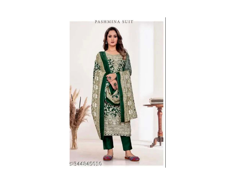 Superb Quality Pashmina Suit And Dress  Material With Shawl