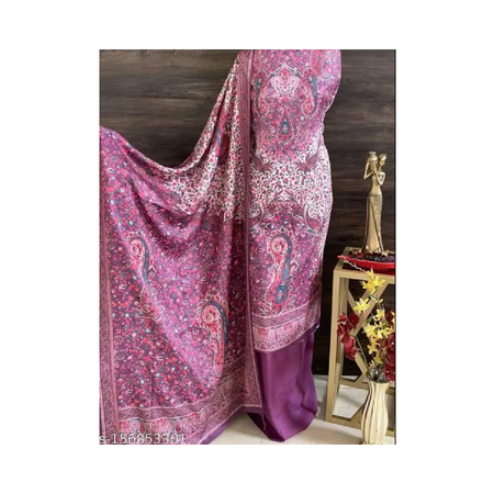 Women's Pink Floral Printed Pashmina  Suits & Dress Materials