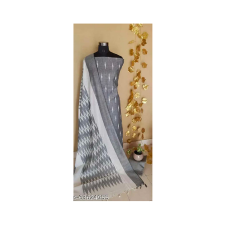 Women's Grey Ikat Printed Cotton Suits & Dress Materials