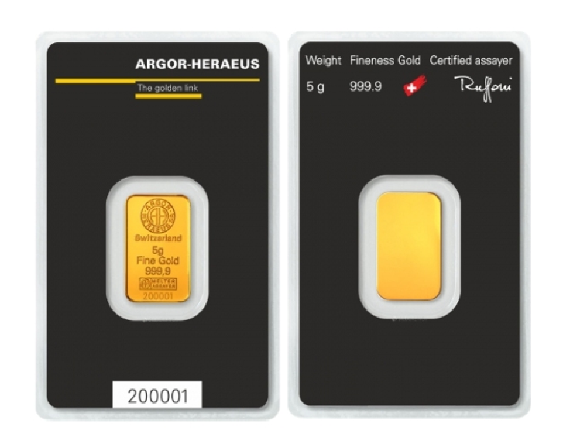 5 Gram Argor Heraeus Swiss Bar