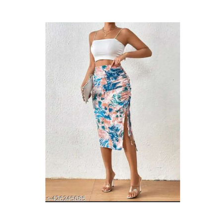 Printed One Said Cut For Sexy Skirs Party Wear Outfit