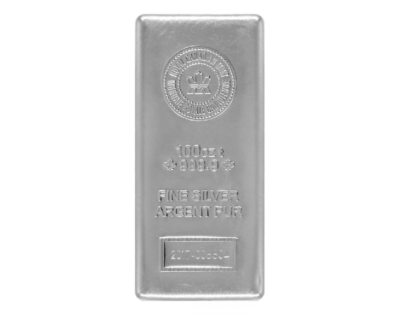 Silver 100 oz Royal Canadian Mint Bar