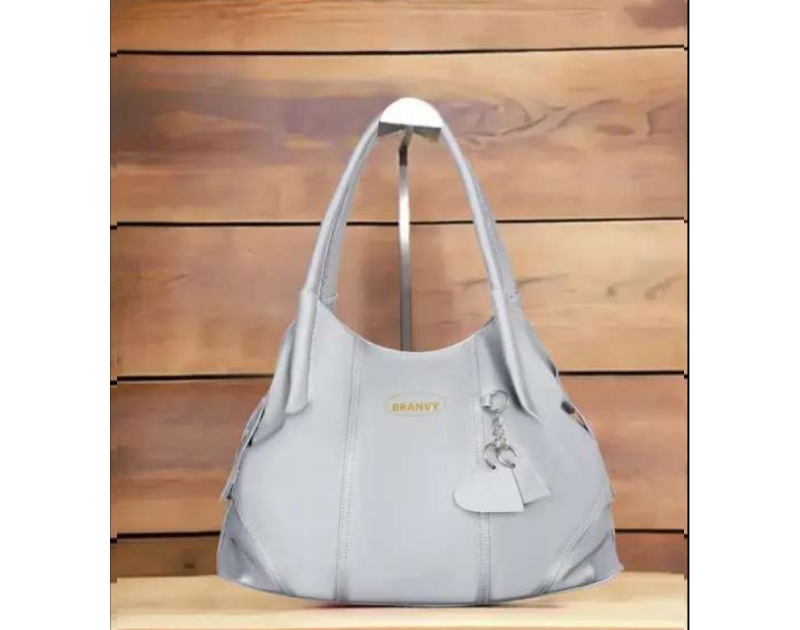 Trendy Grey PU Leather Hobo Bag Spacious  and Stylish for Women