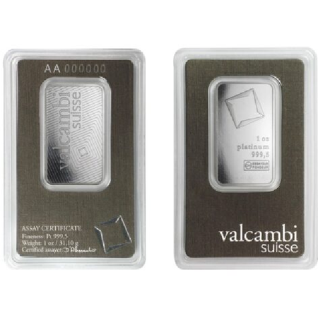 1 oz Platinum Valcambi Suisse Bar