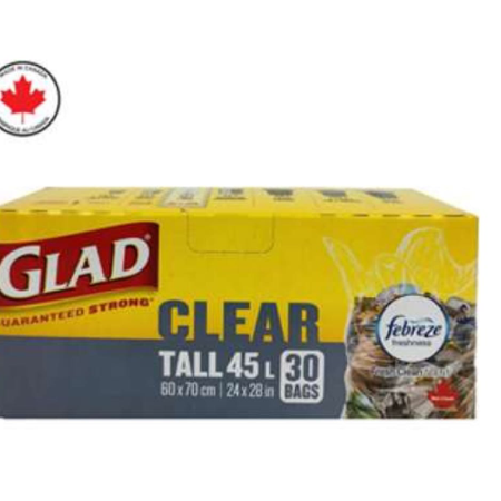 Glad Garbage Tall Bags Clear 30/24" X 28" 30bags