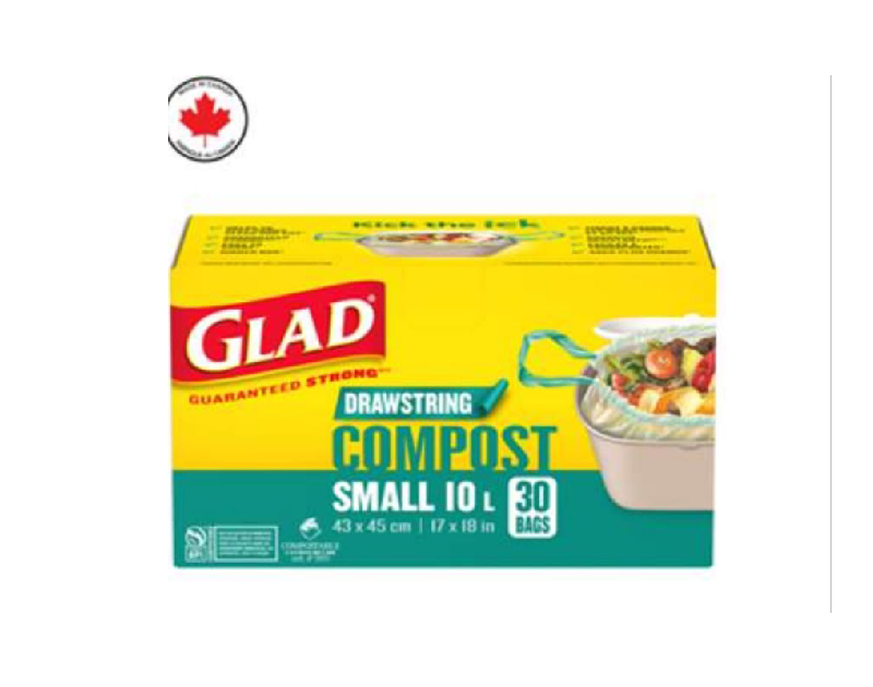 Glad Small Compostable Bags 10L 17" X 18" - 30pcs