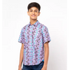 Periwinkle Printed Viscose-Cotton Shirt