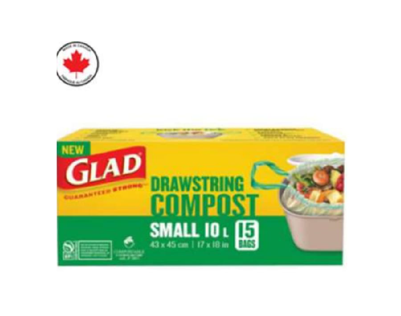 Glad Drawstring Compost Small  17" X 18" 15bags 10L