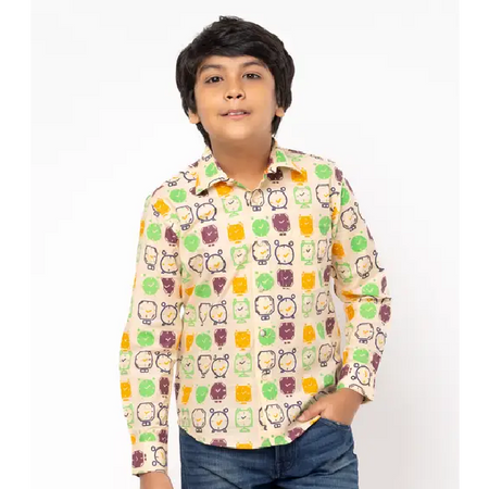 Apricot Printed Cotton Shirt