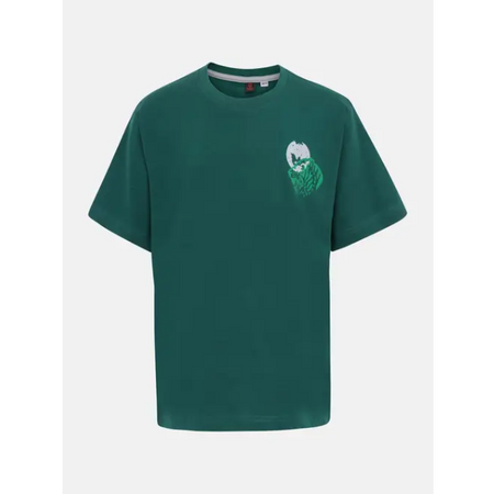 Bottle Green Printed Cotton T-Shirt