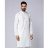 White Textured and Embroidered Vortex Cotton Slim Fit Panjabi