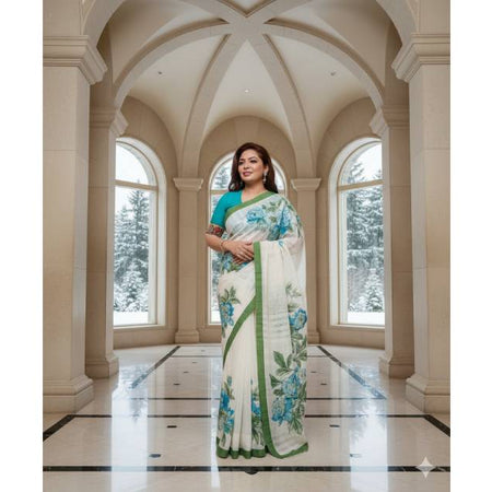 Jamdani Saree with Applique and Embroidery Work, Piping Border & Tassel Pallu. Factory Price. Factory Price - Save $78