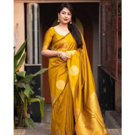 Premium Silk Saree Yellow Color – Apsan Screen Print. Factory Price - Save $22