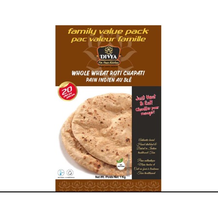 Divya Whole Wheat Roti Chapati Box 25pcs 1kg