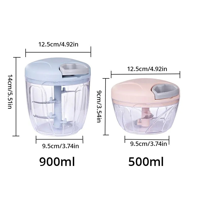 Pink/Blue Garlic Chopper – 500ML/900ML Hand‑Pulled Vegetable & Meat Grinder
