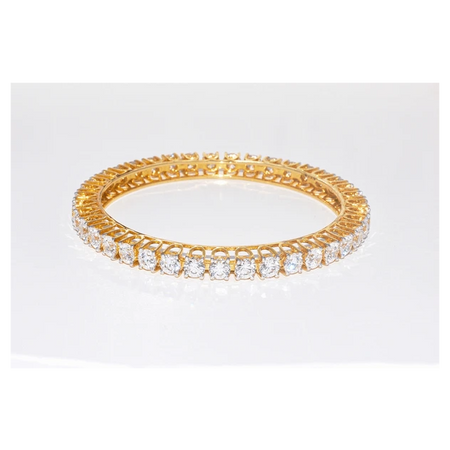 Golden Bangle with White Diamond Shaped Stone Ornament